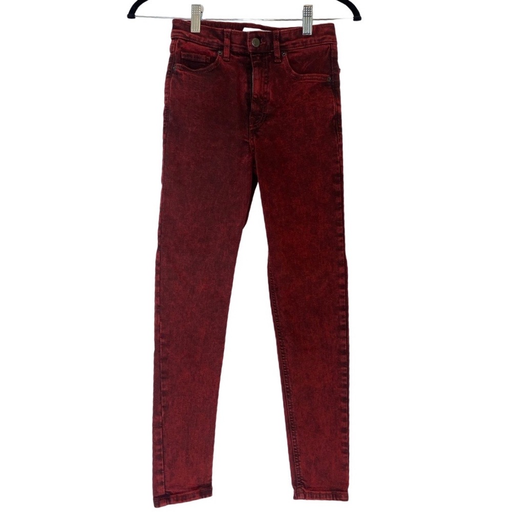 TOPSHOP JAIME- high waist Red Acid Wash Skinny jeans - Picture 3 of 13